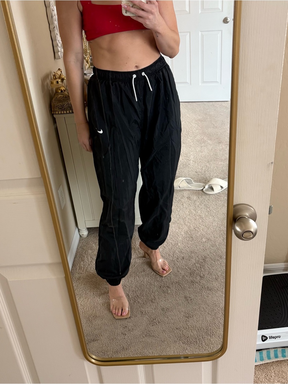 Nike Black Elastic Waist Windbreaker Pants